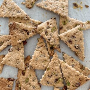 CRANBERRY AND PISTACHIO SOURDOUGH LAVOSH CRACKERS