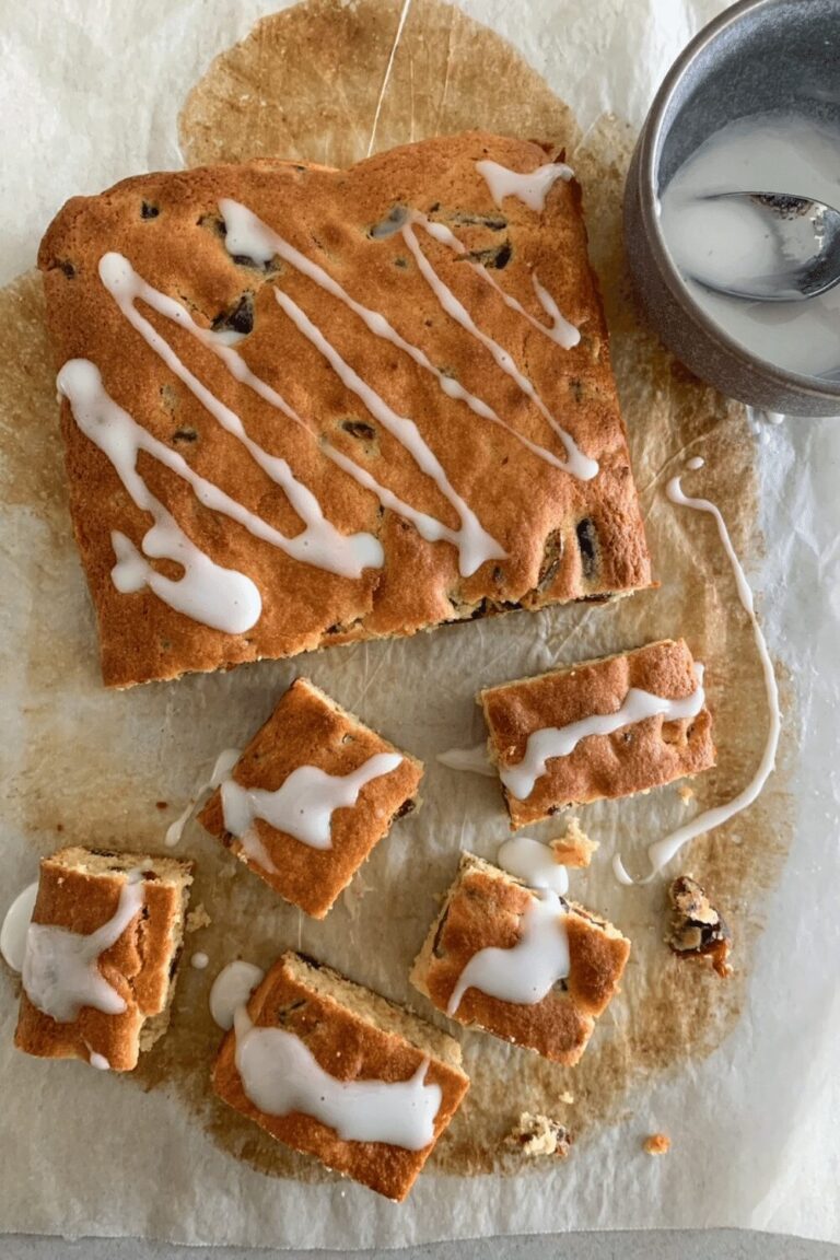 Sourdough discard cake with dates and lemon drizzle