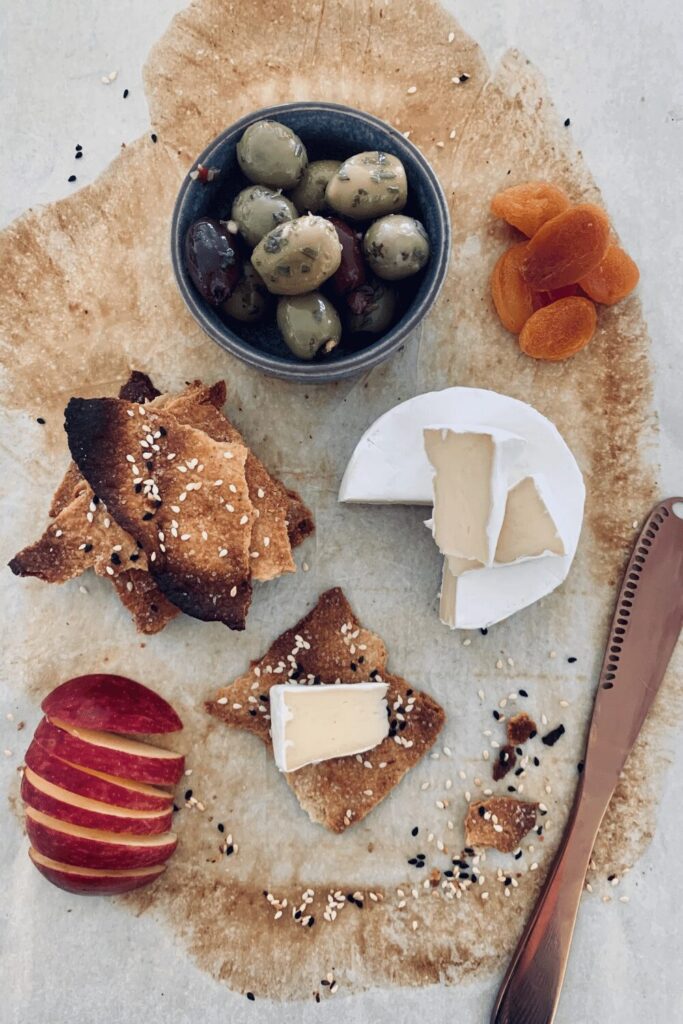 Sourdough Lavosh featured on a charcuterie board.