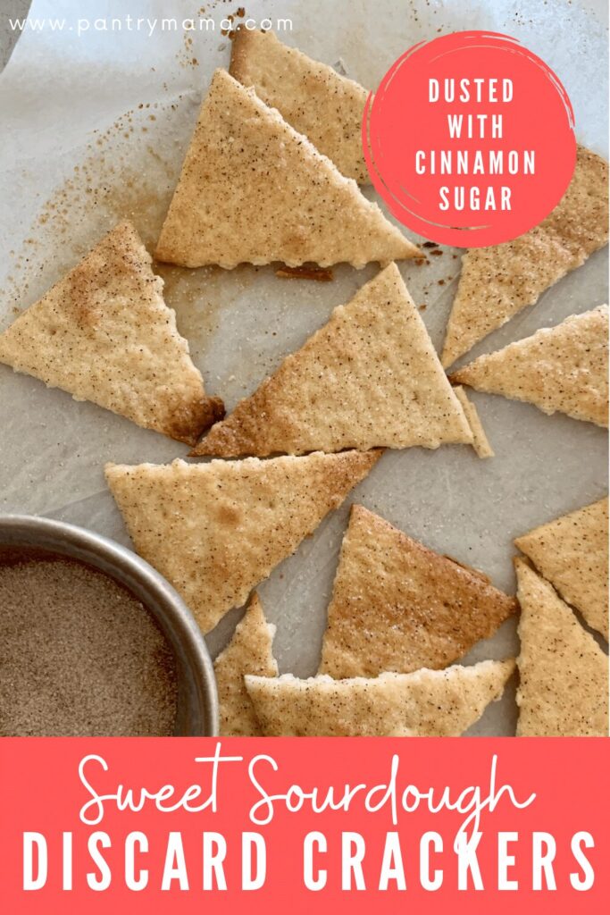 Sweet sourdough crackers with cinnamon sugar.