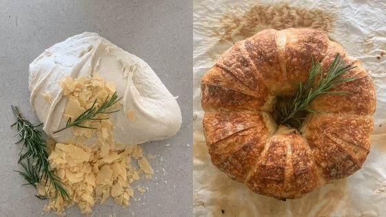 Sourdough pot bread with parmesan and basil - Sourdough&Olives