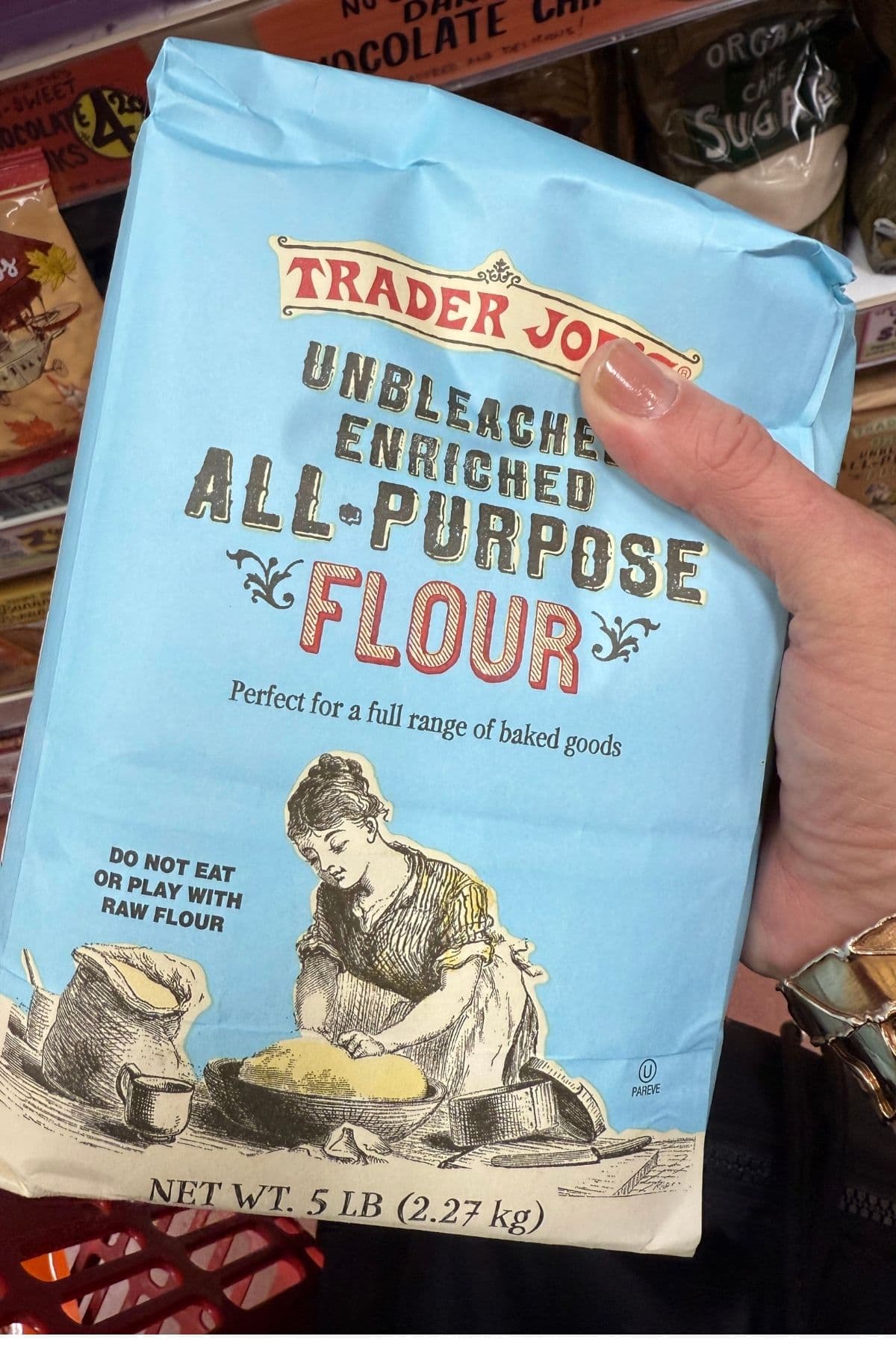 Front view of a bag of Trader Joe's All Purpose Flour.