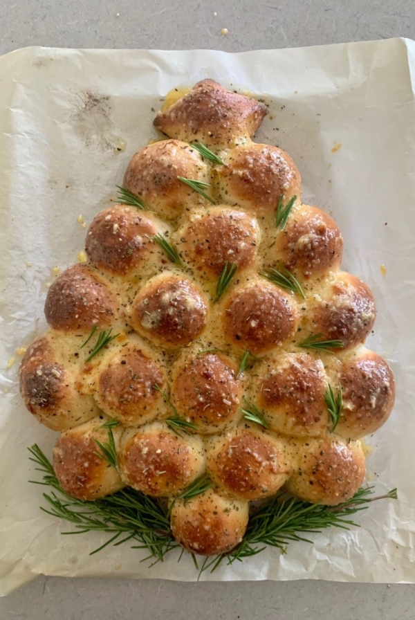 Cheese and Garlic Sourdough Christmas Tree Bread