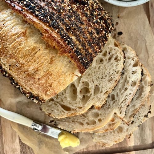 Dutch Oven Bread with Cheddar and Everything Bagel Seasoning