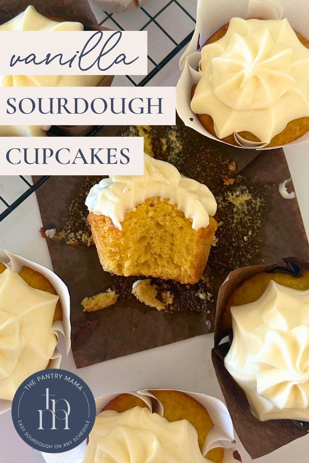 Sourdough Vanilla Cupcakes - Pinterest Image