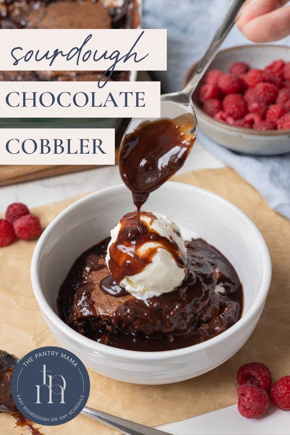 Sourdough chocolate cobbler - Pinterest Image