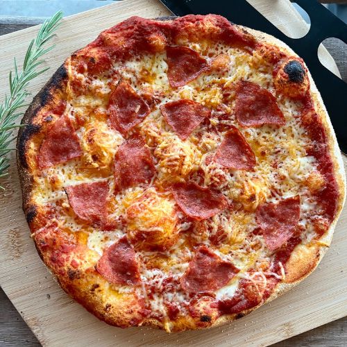 Pepperoni sourdough pizza.