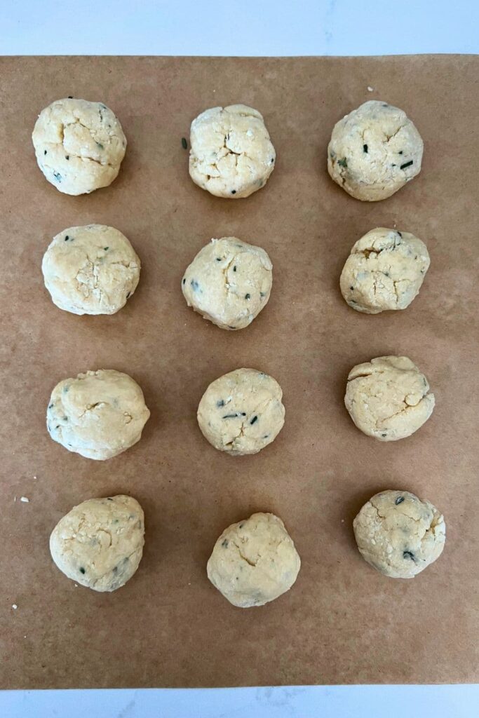 Sourdough discard dumplings ready for the freezer.