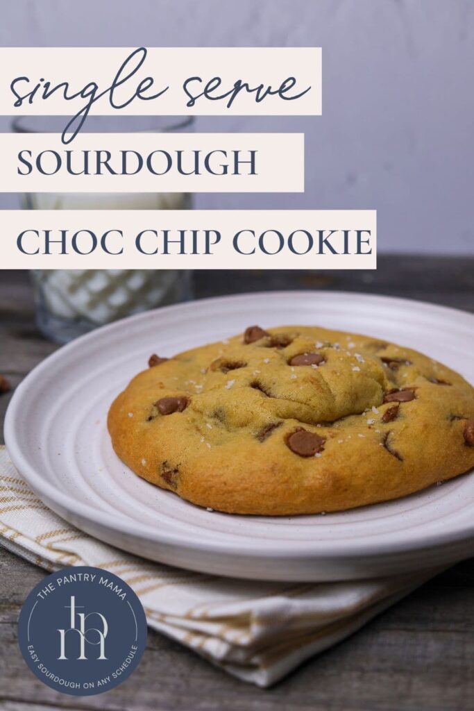Single serve sourdough chocolate chip cookie - Pinterest Image
