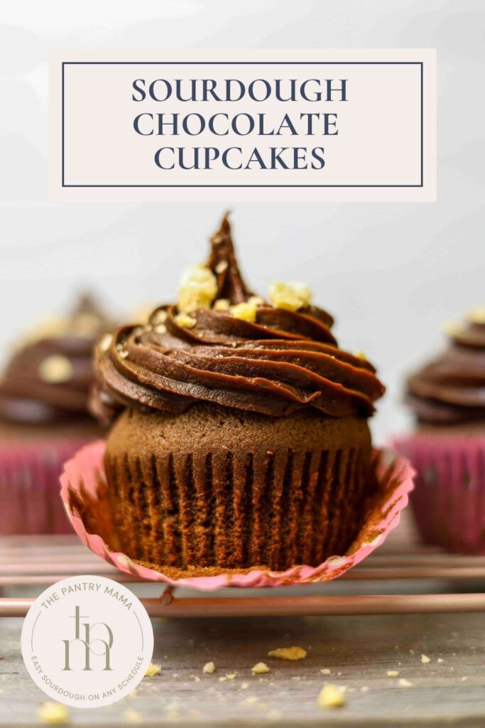 sourdough chocolate cupcakes Pinterest Pin image