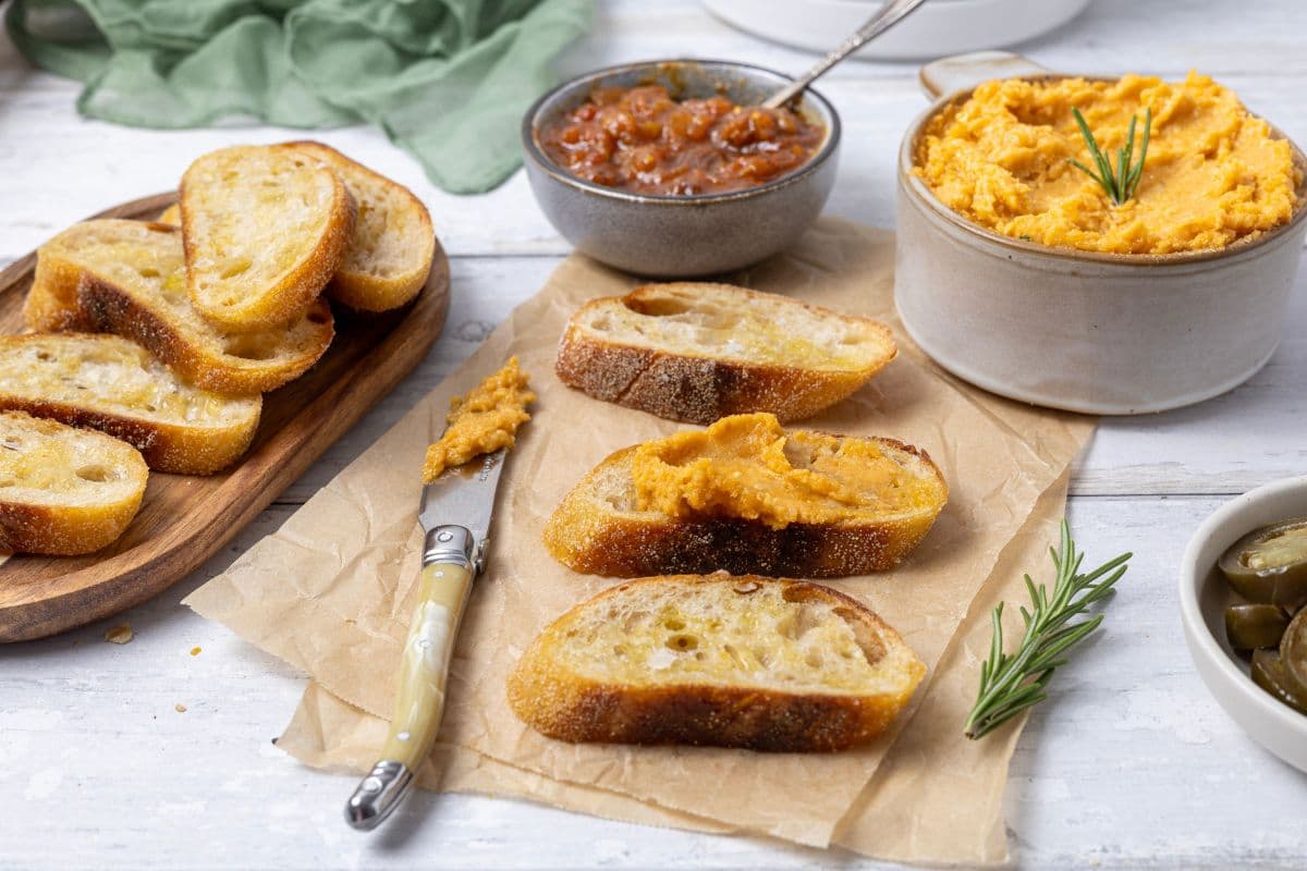 Potted cheese served with fresh crostini and tomato chutney.