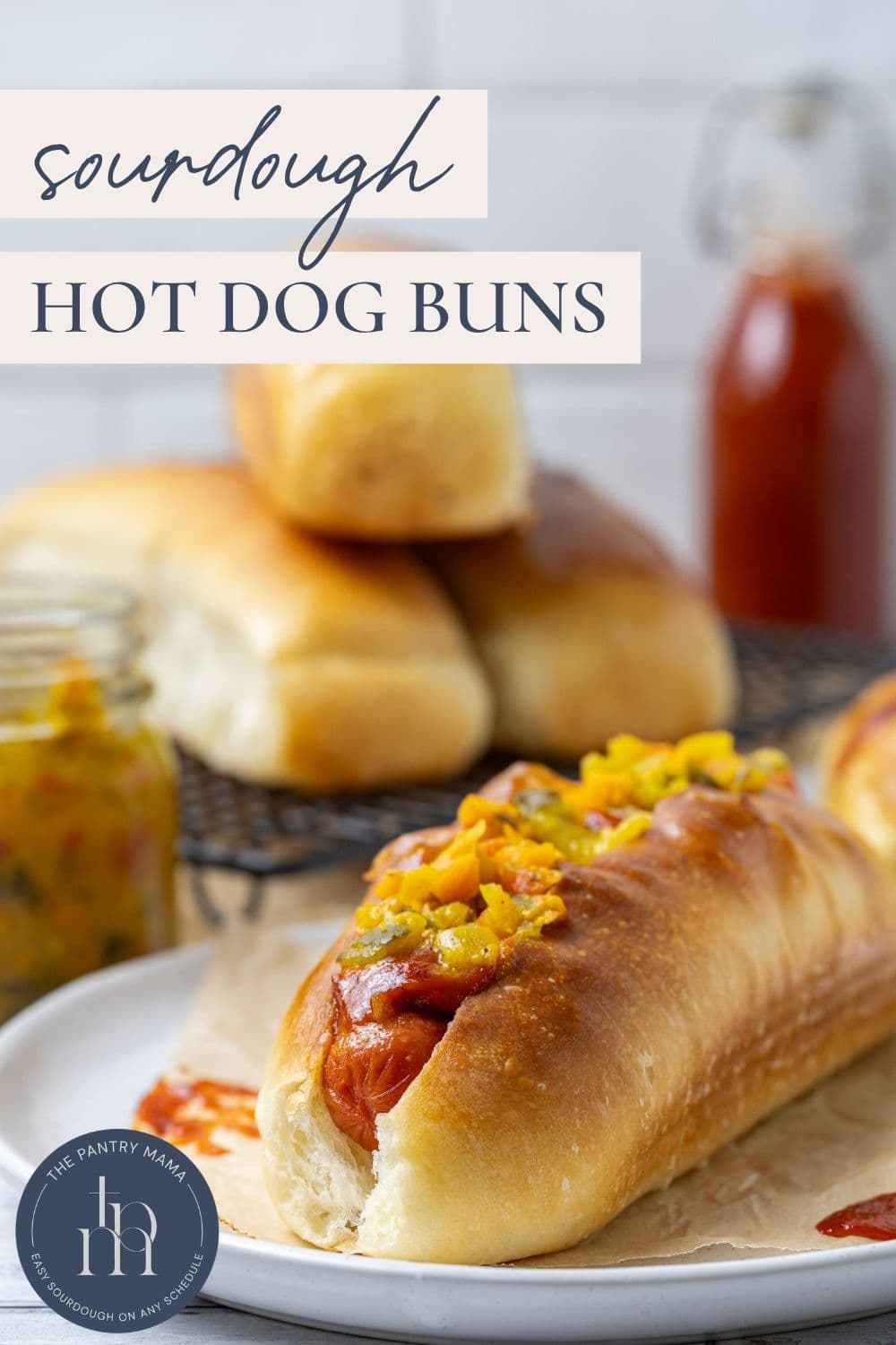 Sourdough Hot Dog Buns - Pinterest Image