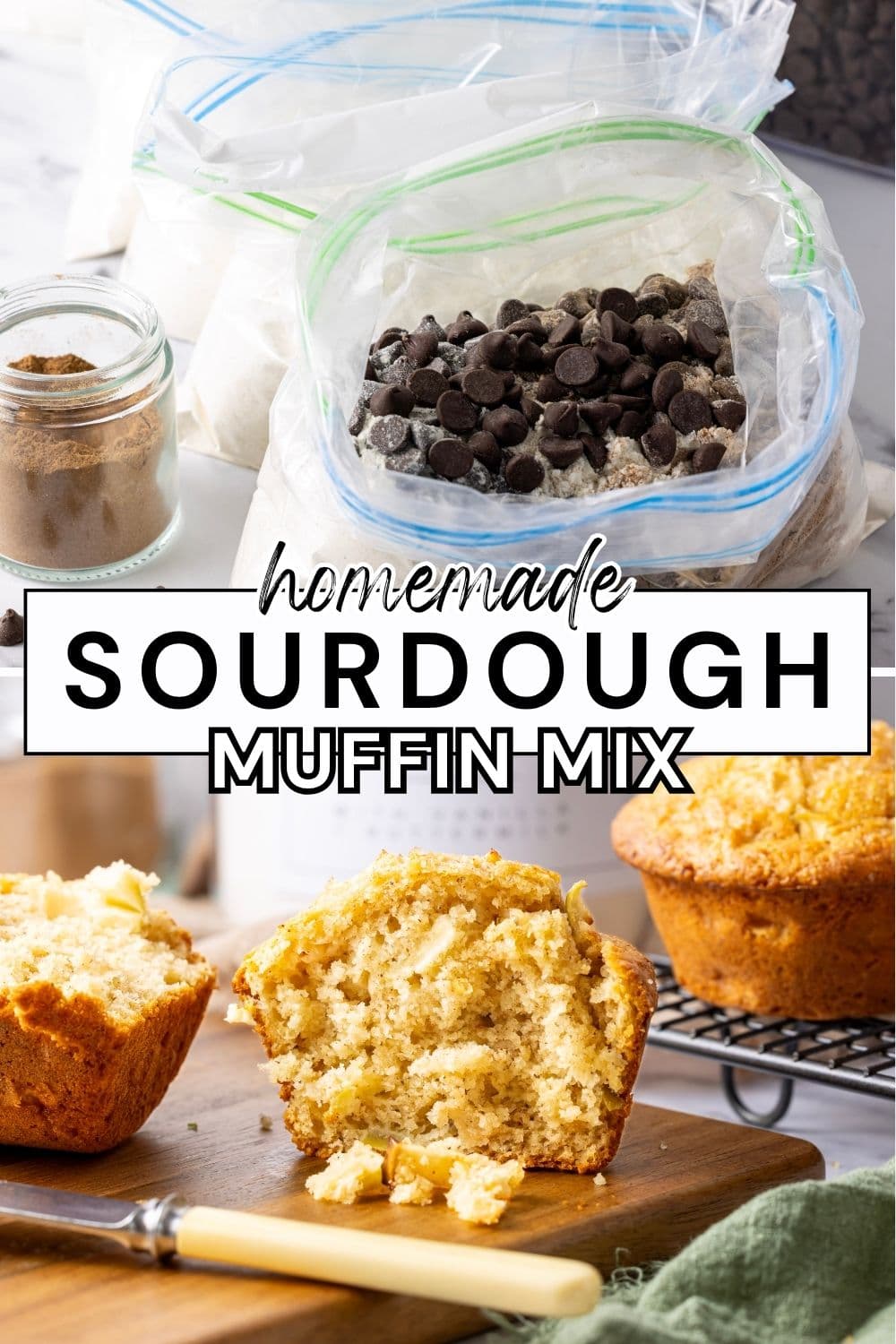 Pinterest Image for Sourdough Muffin Mix.