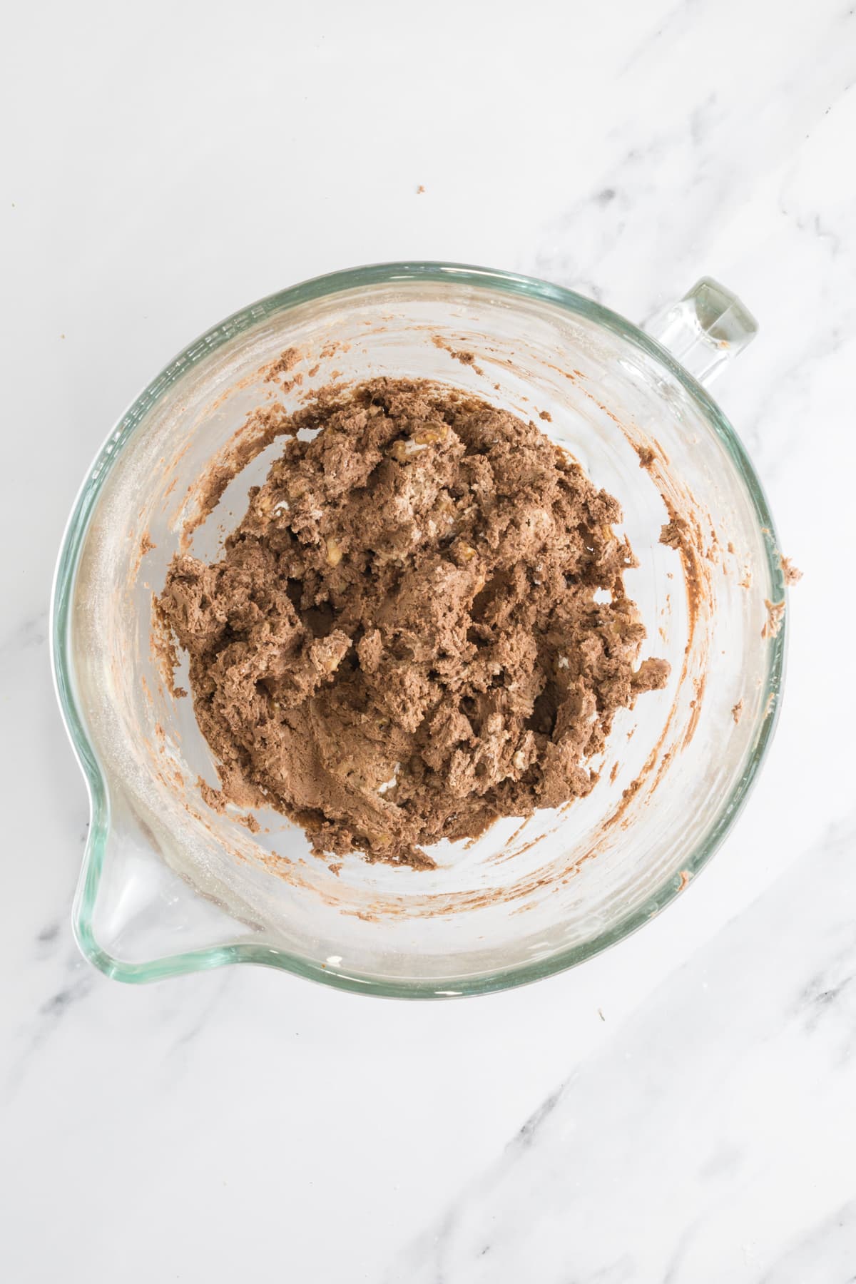 Mixed sourdough chocolate walnut cookie dough ready for chilling before baking.