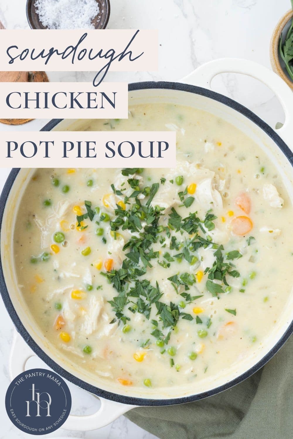 Sourdough chicken pot pie soup - Pinterest Image