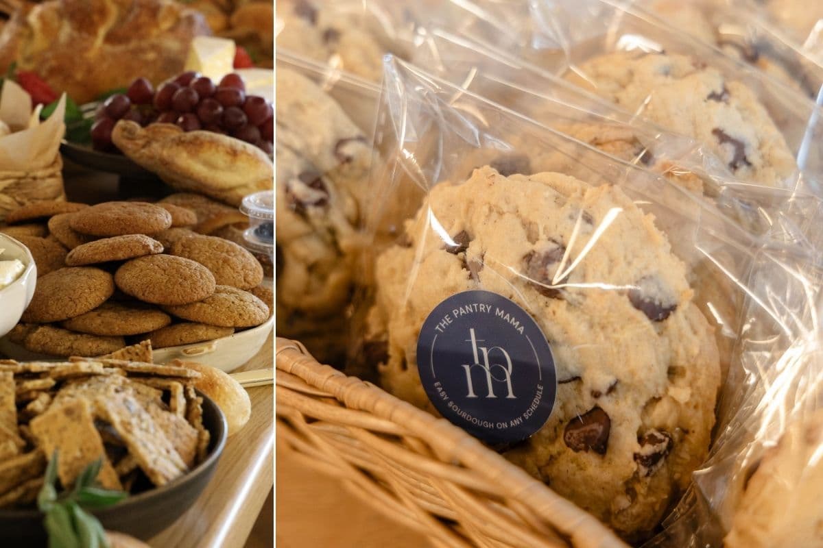 An image showing the cookies that were served at the event, including the giant sourdough chocolate chip cookies that were placed into the gift bags given to guests at the end of the night.